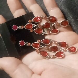 Waterfall earrings red and pink crystal drop earrings. Nwot